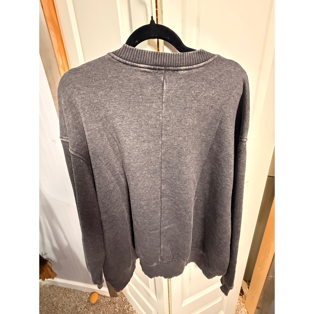Zenana Mineral Wash Sweatshirt Charcoal Grey Pullover Fleece S/M - Picture 4 of 4